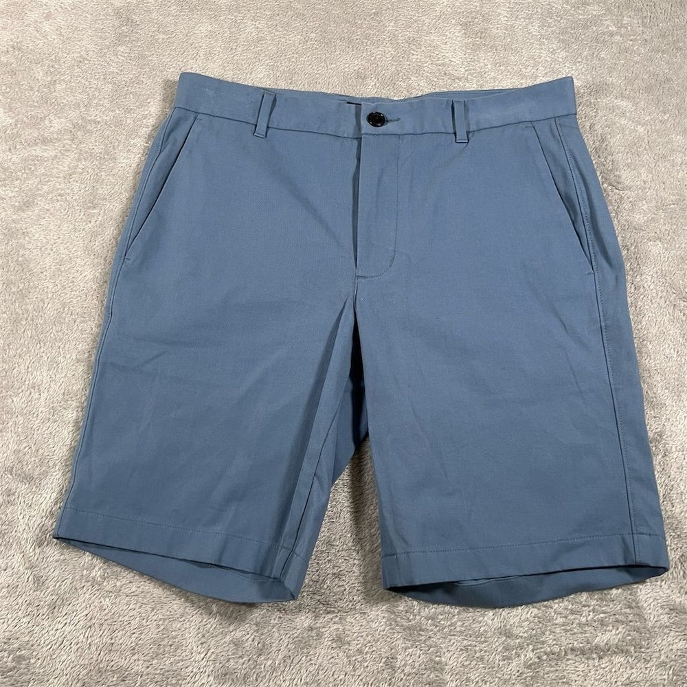 Everlane Uniform Men's Slim Fit Chino Shorts Blue Size 32 Flat Front‎ Front Zip